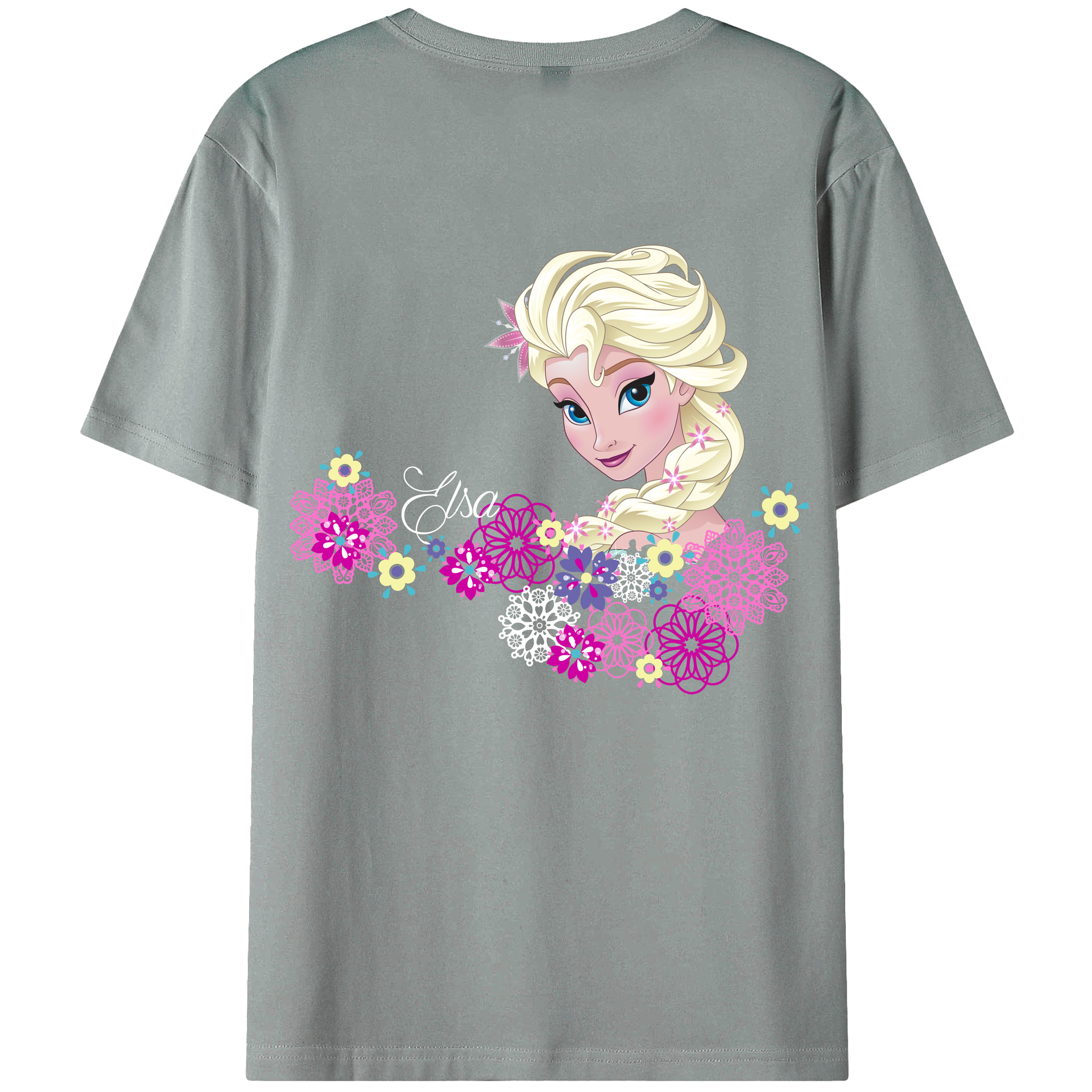 （画像用） アナと雪の女王 アンナ エルサ Frozen Anna Elsa 綿100％ メンズ半袖Tシャツ（バックプリント） 通気性